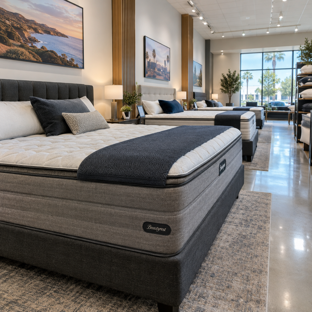 Best Mattress Stores in Irvine, California [2026 Guide], mattress showroom aisle